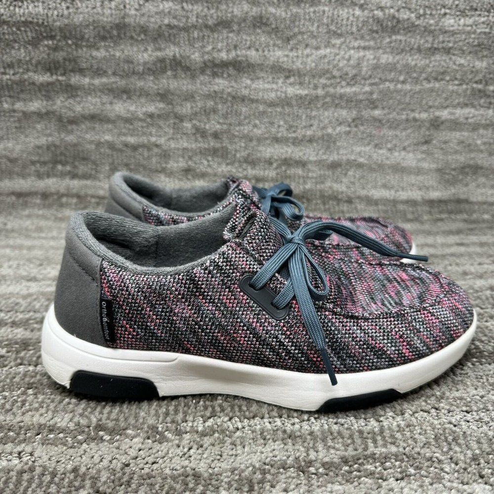 OrthoComfoot Women’s Gray Pink Boat Shoes with Arch Support Slip on size 8